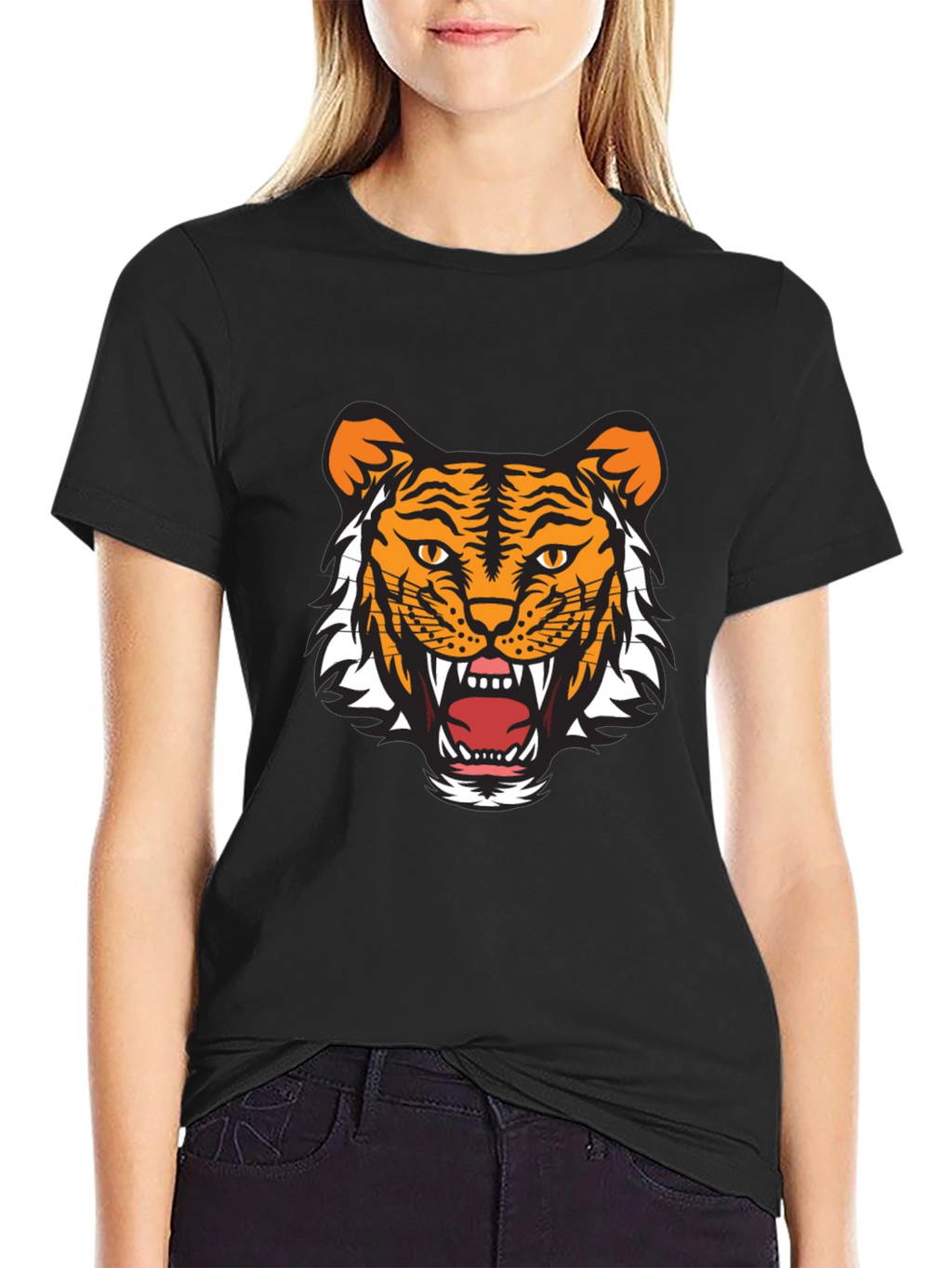 Mens Black Tiger Graphic Tee - Fierce & Stylish