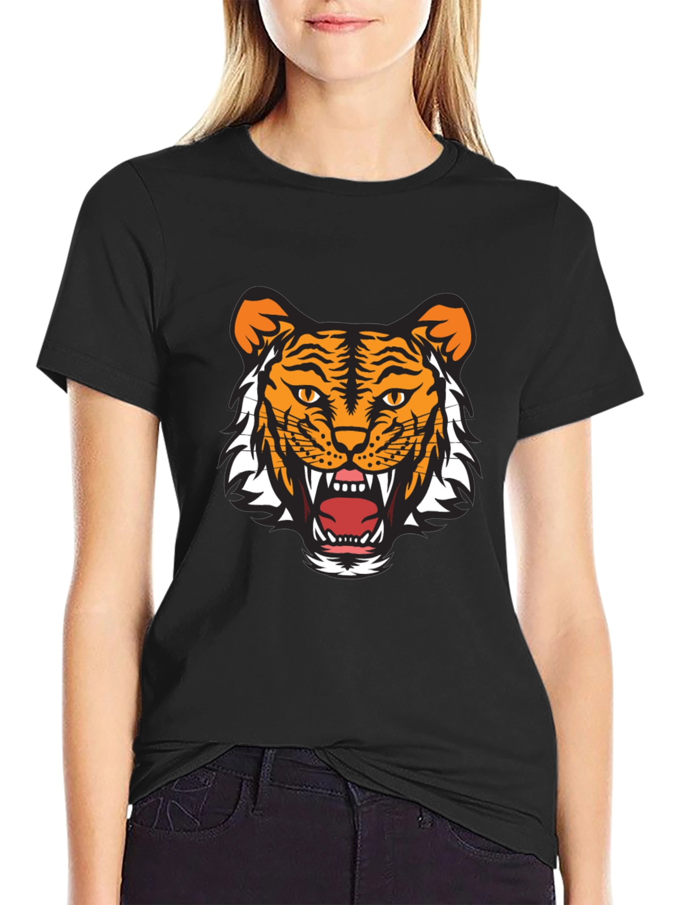 Mens Black Tiger Graphic Tee - Fierce & Stylish