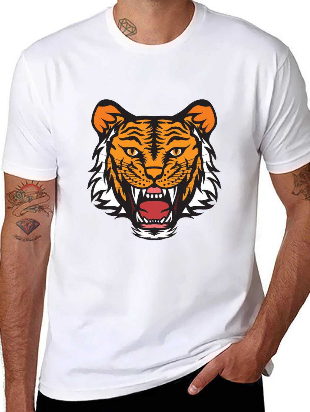 Mens Black Tiger Graphic Tee - Fierce & Stylish