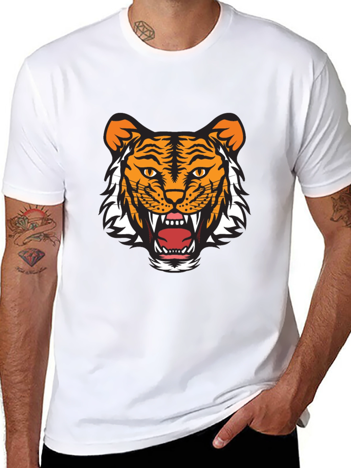 Mens Black Tiger Graphic Tee - Fierce & Stylish