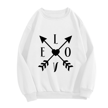 Love Crossed Arrows Heart Crewneck Sweatshirt | Minimalist Romantic Letter Graphic Pullover, Valentine's Day Gift