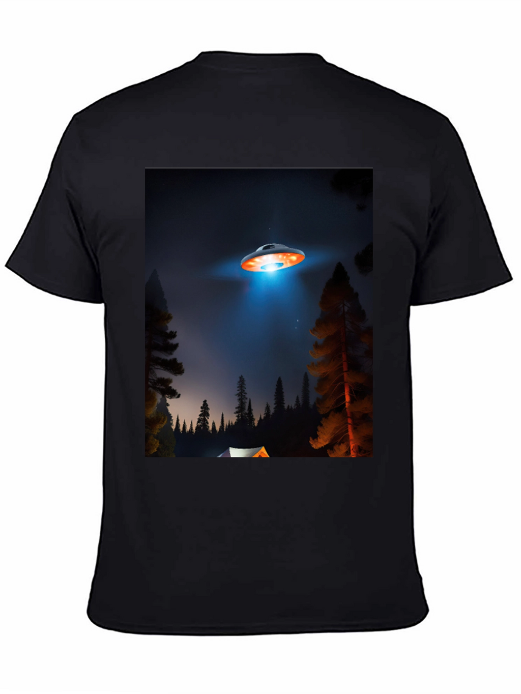 UFO Camping Trip T-Shirt - Black Cotton Blend