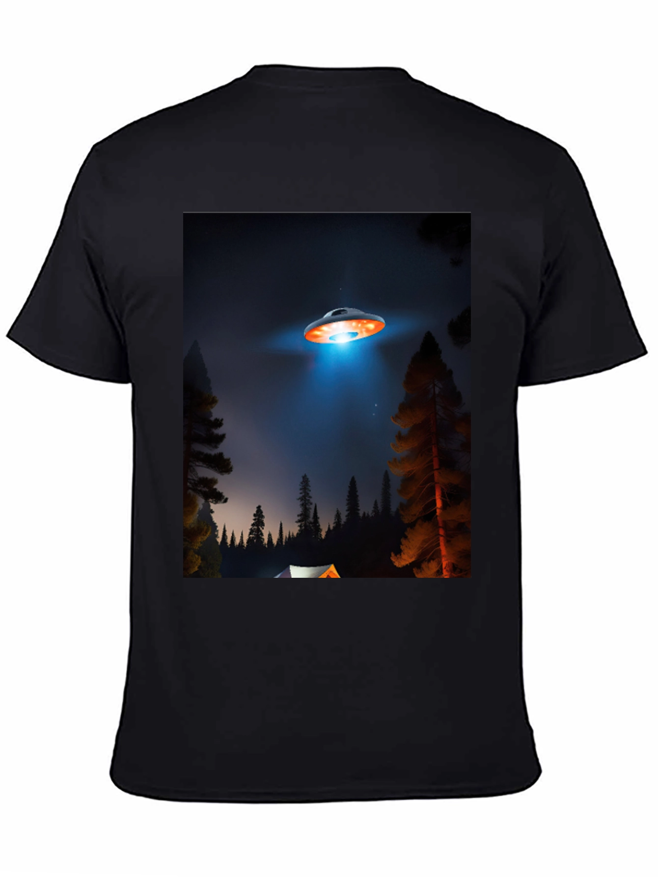 UFO Camping Trip T-Shirt - Black Cotton Blend