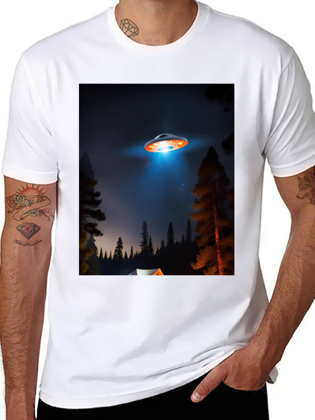 UFO Camping Trip T-Shirt - Black Cotton Blend
