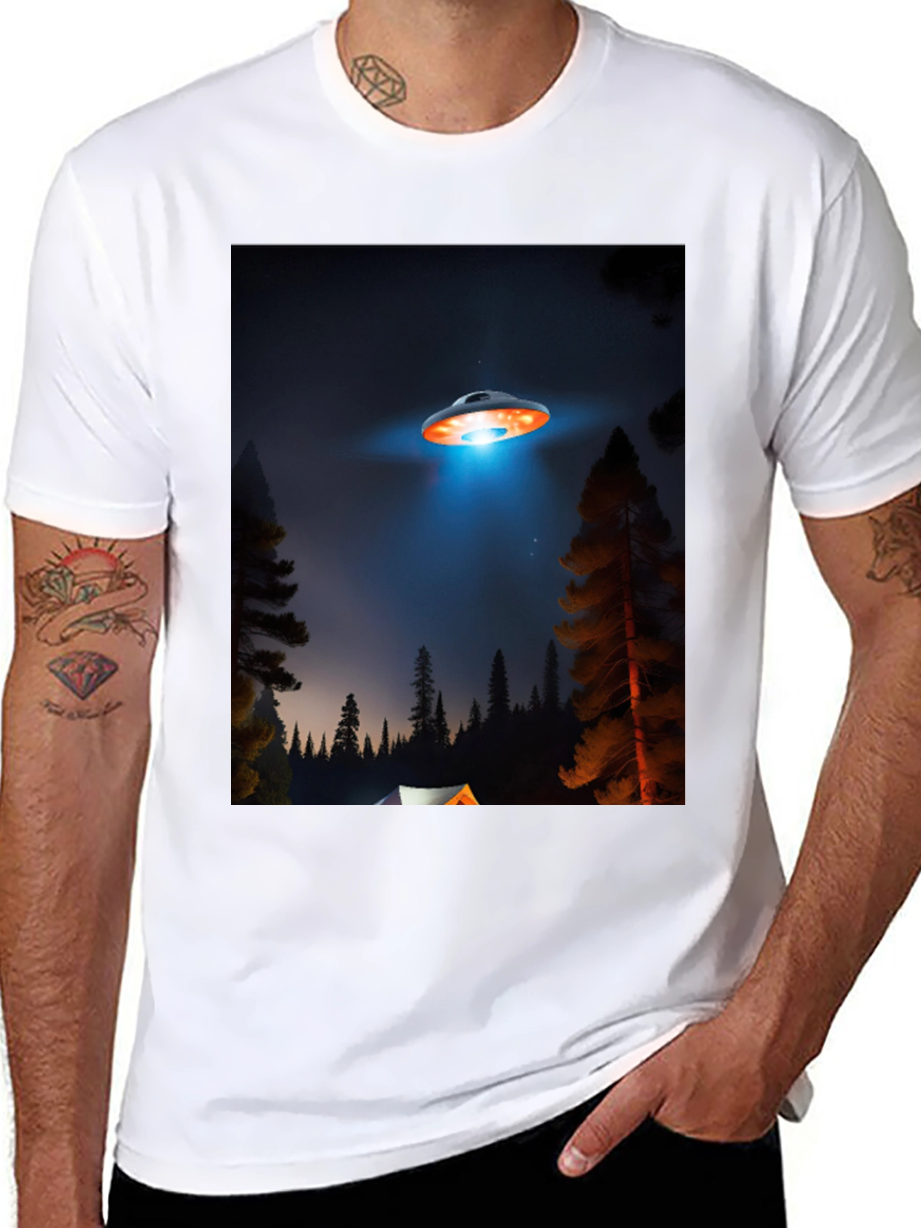 UFO Camping Trip T-Shirt - Black Cotton Blend