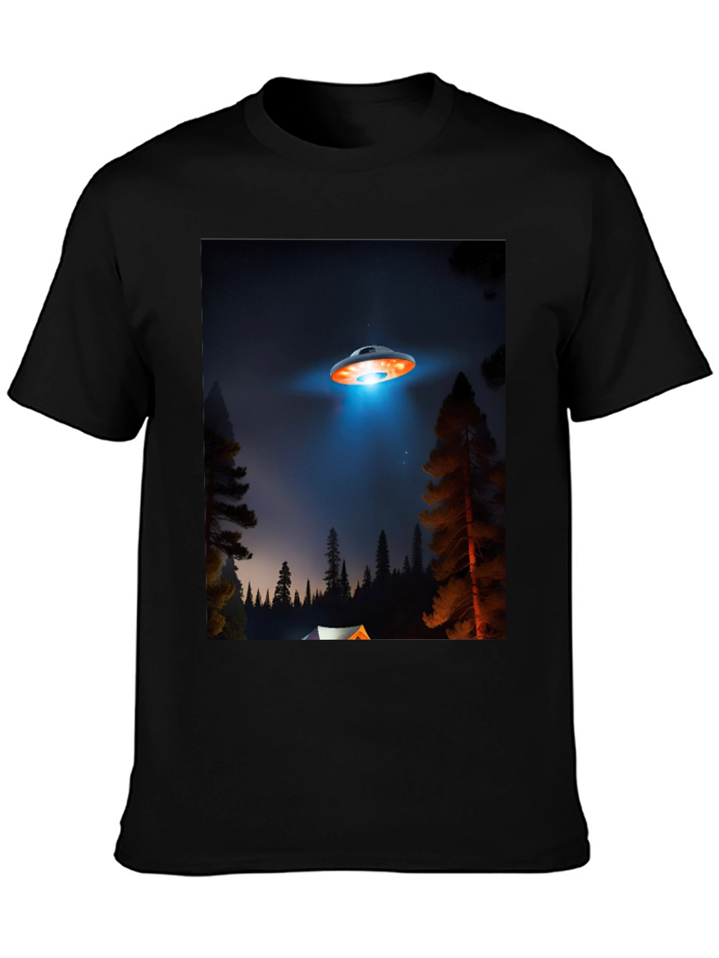 UFO Camping Trip T-Shirt - Black Cotton Blend