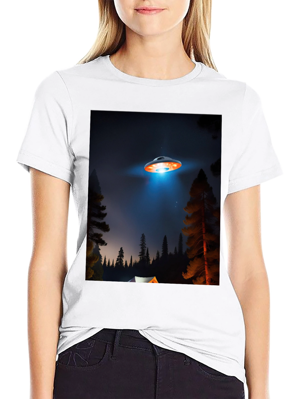 UFO Camping Trip T-Shirt - Black Cotton Blend