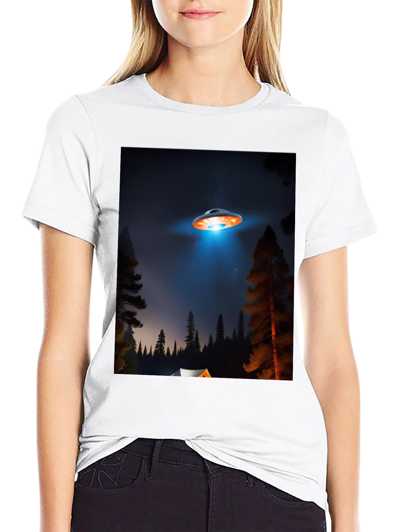 UFO Camping Trip T-Shirt - Black Cotton Blend