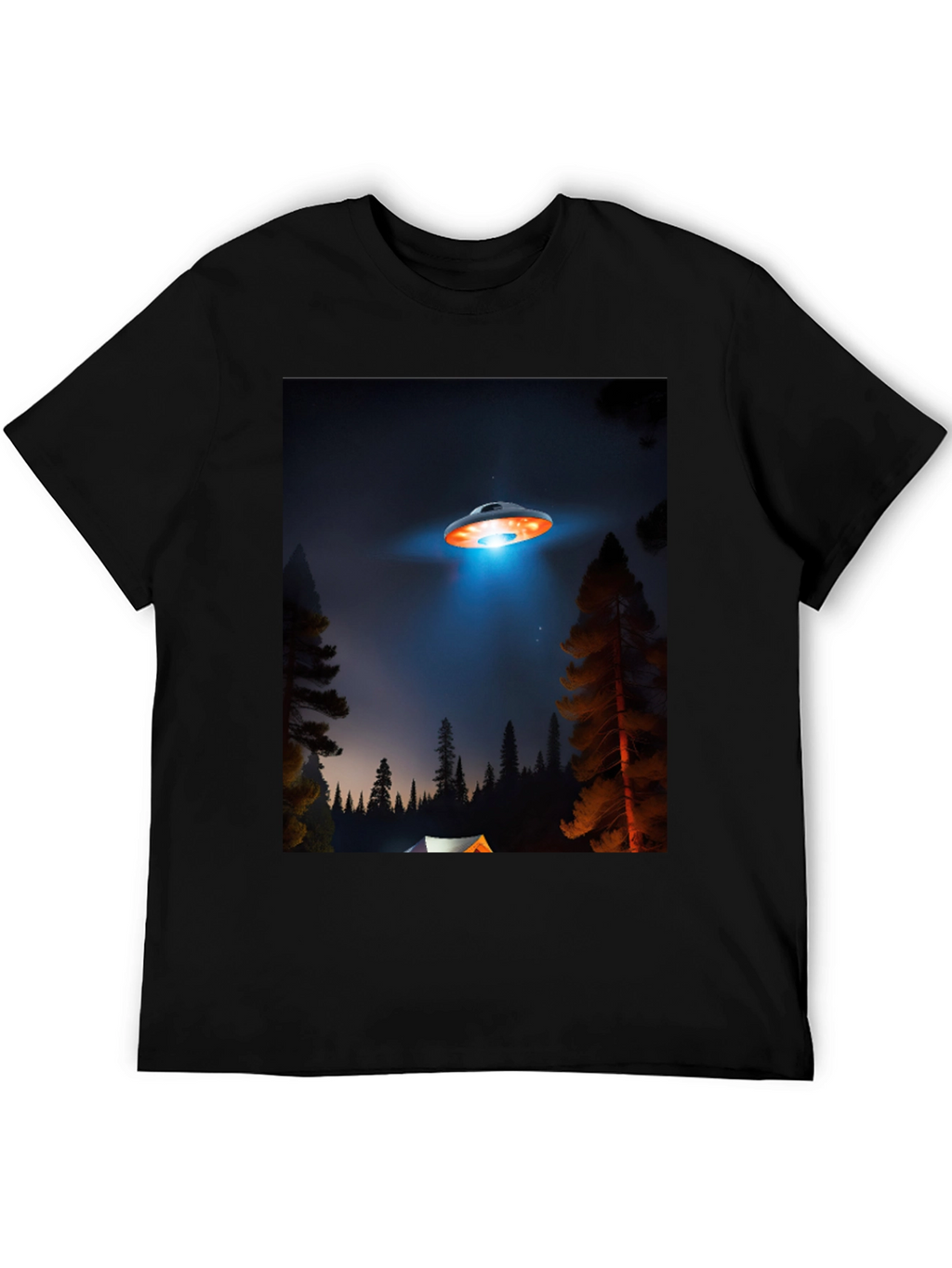 UFO Camping Trip T-Shirt - Black Cotton Blend