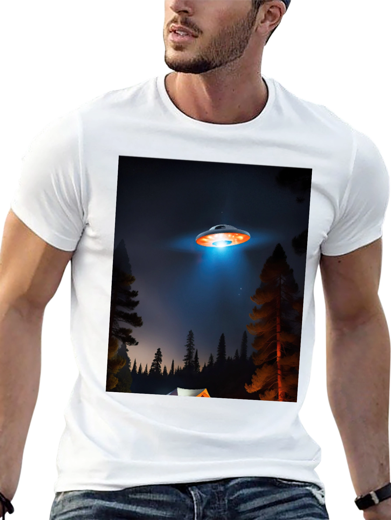 UFO Camping Trip T-Shirt - Black Cotton Blend