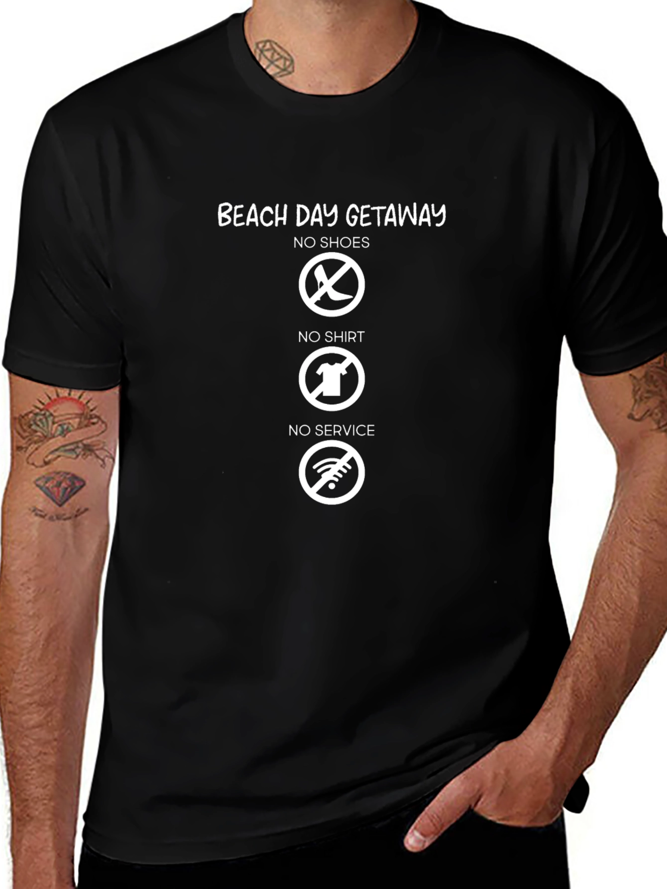 Beach Day Getaway T-Shirt: No Shoes No Shirt No Service