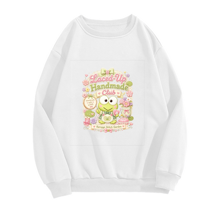 Keroppi Laced?Up Handmade Club Art Crewneck Sweatshirt