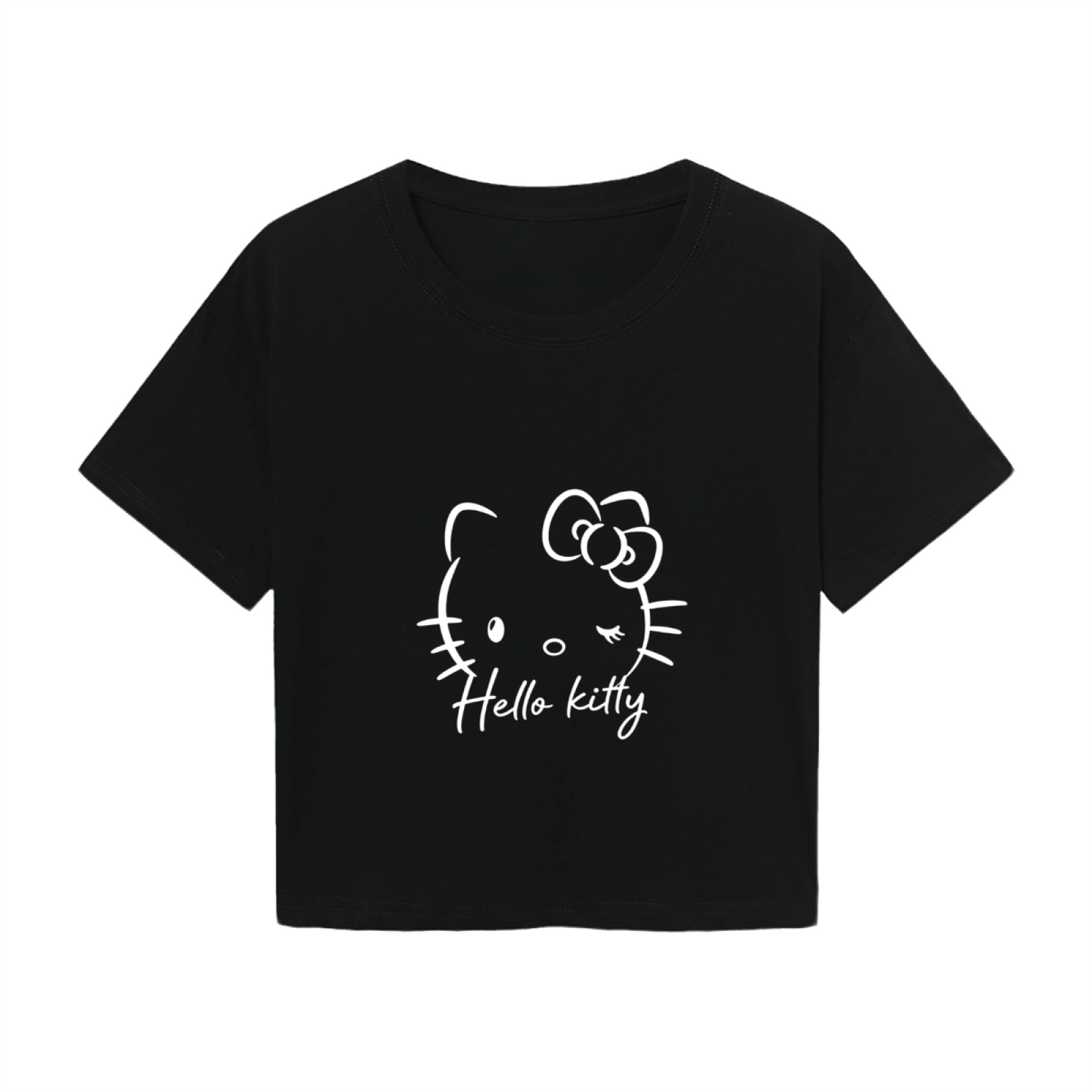 Soft Orange Bow Hello Kitty Cute Casual Crop Top