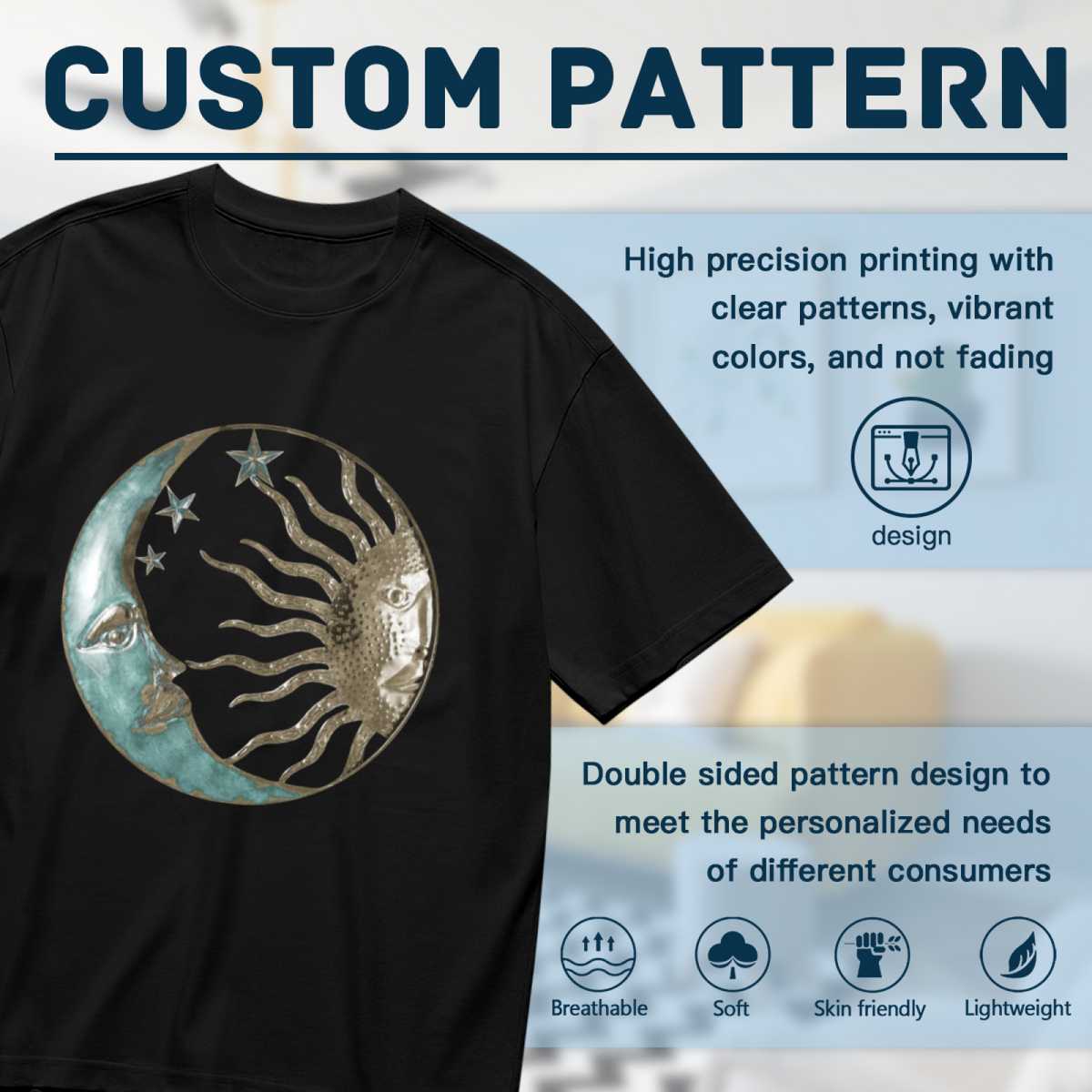 Boho Vintage Sun Moon Face Celestial Graphic Top