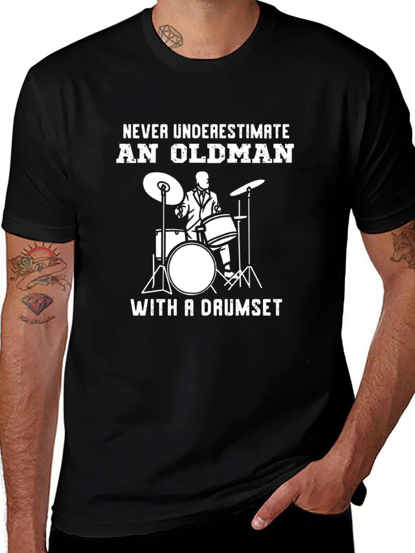 Never Underestimate An Old Man Drummer T-Shirt