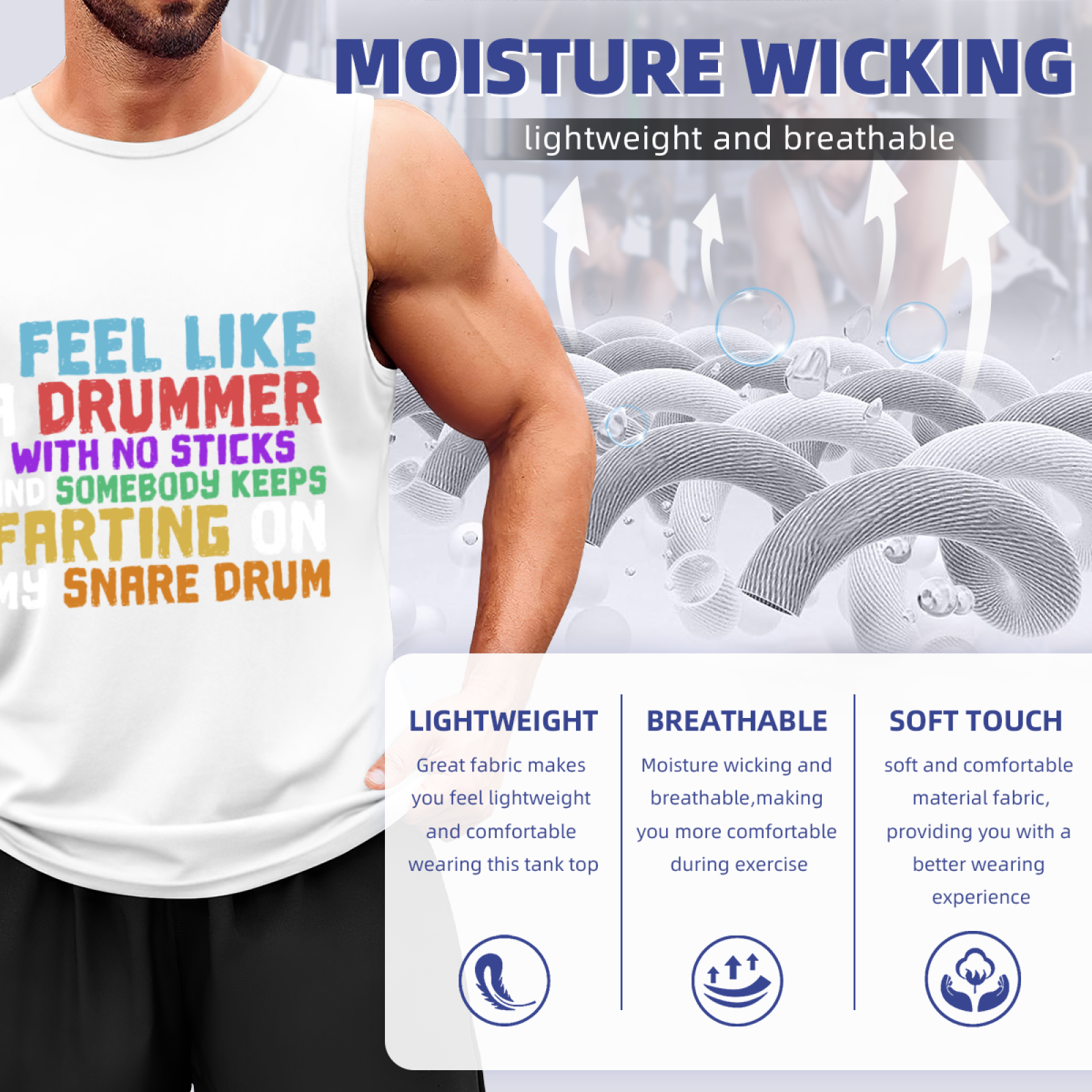 Funny Drummer Quote Text Print Tank Top Unisex Cotton Sleeveless T-Shirt Humor Music Lover Casual Summer Vest Multiple Colors