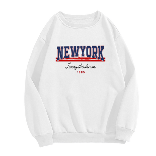 New York Living The Dream 1985 Varsity Crewneck Sweatshirt | Retro NYC Collegiate Pullover, 1985 Birthday Gift