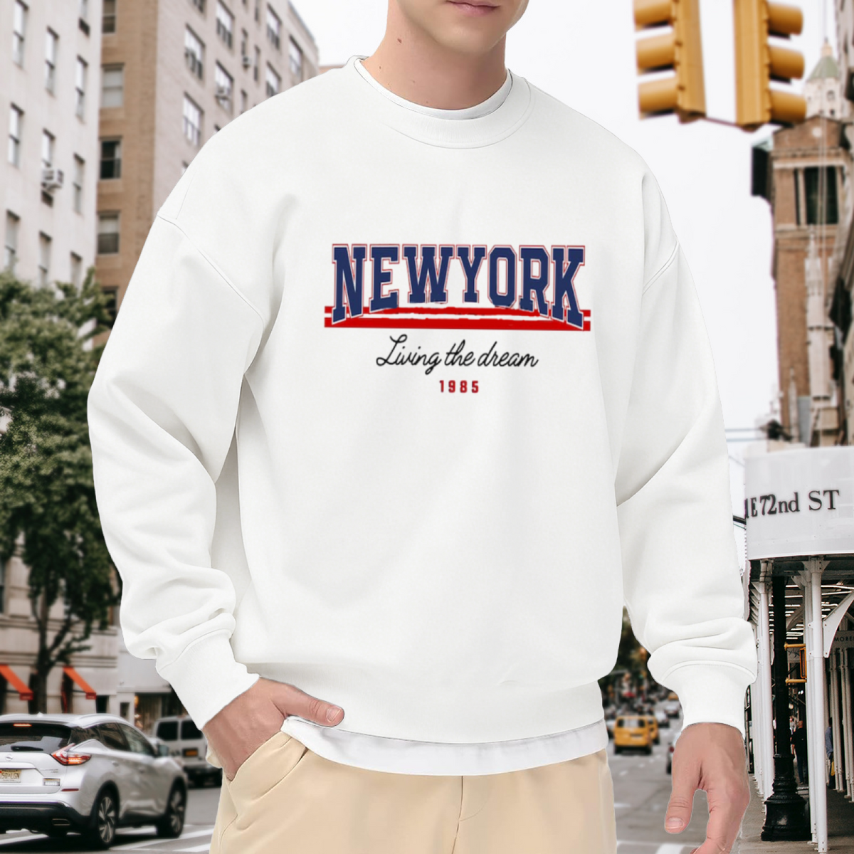 New York Living The Dream 1985 Varsity Crewneck Sweatshirt | Retro NYC Collegiate Pullover, 1985 Birthday Gift