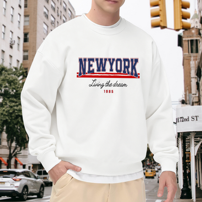 New York Living The Dream 1985 Varsity Crewneck Sweatshirt | Retro NYC Collegiate Pullover, 1985 Birthday Gift