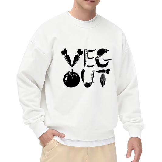 Veg Out Vegetable Crewneck Sweatshirt - Healthy Plant Based Graphic Pullover, Vegan Food Lover Gift, Funny Produce Top