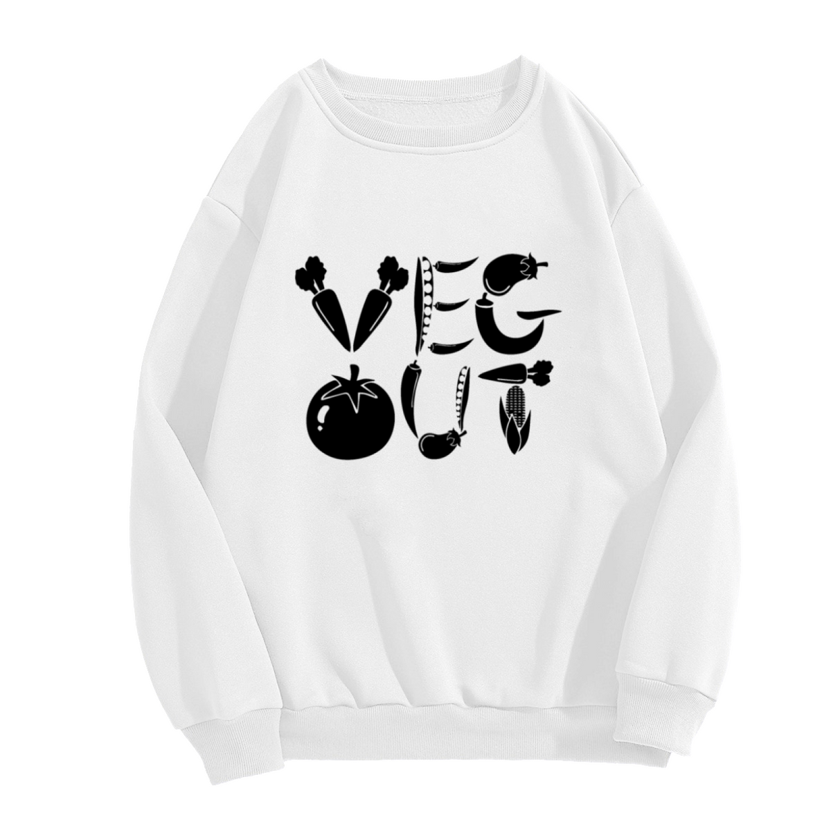 Veg Out Vegetable Crewneck Sweatshirt - Healthy Plant Based Graphic Pullover, Vegan Food Lover Gift, Funny Produce Top