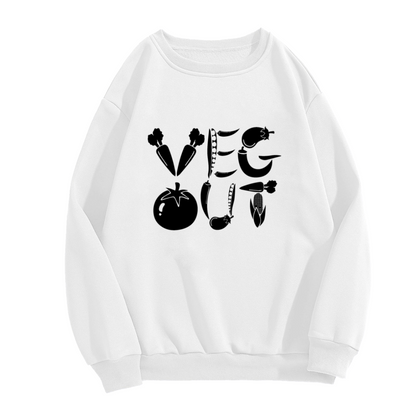 Veg Out Vegetable Crewneck Sweatshirt - Healthy Plant Based Graphic Pullover, Vegan Food Lover Gift, Funny Produce Top