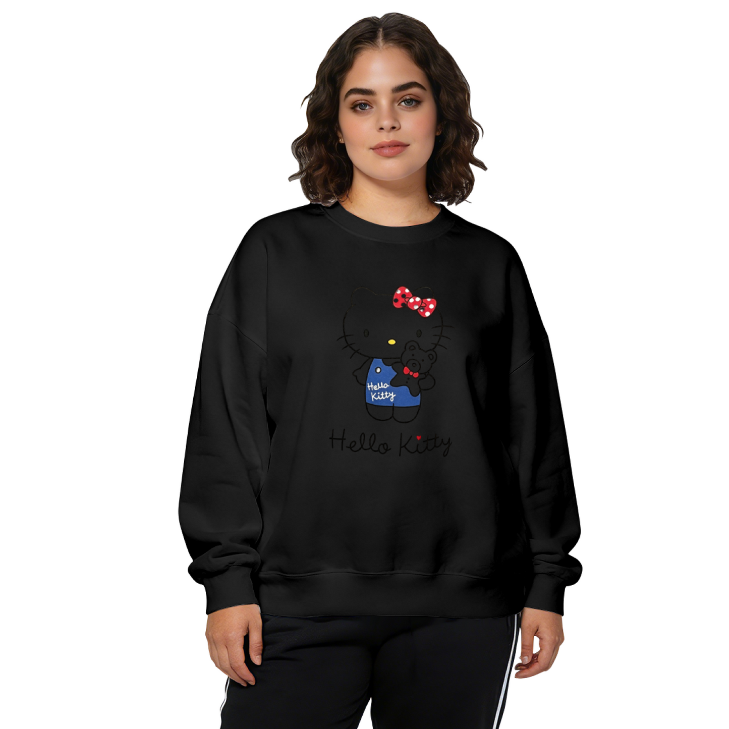 Teddy?Bear Holding Hello Kitty Sweet Crewneck Sweatshirt