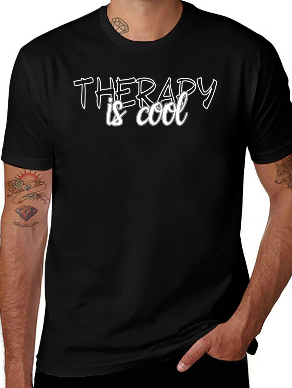 Therapy is Cool Black Graphic Tee
