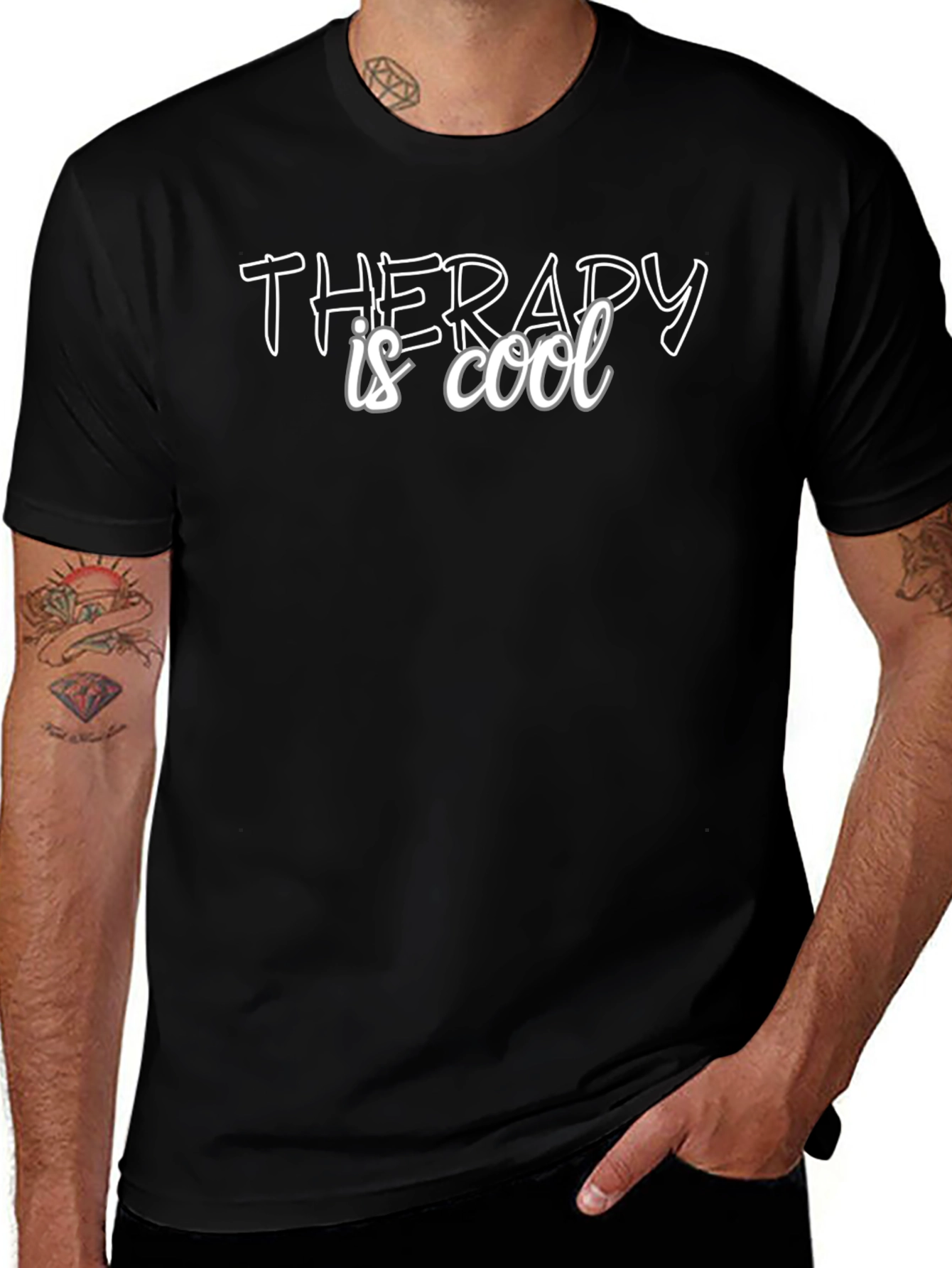 Therapy is Cool Black Graphic Tee