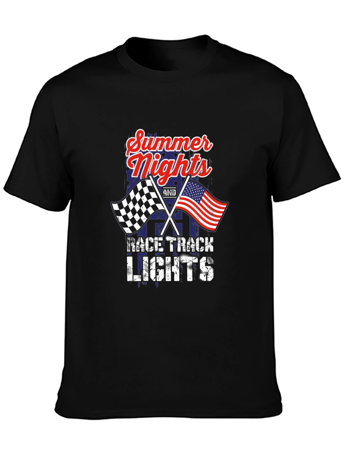 Summer Nights Race Track Lights Graphic Tee