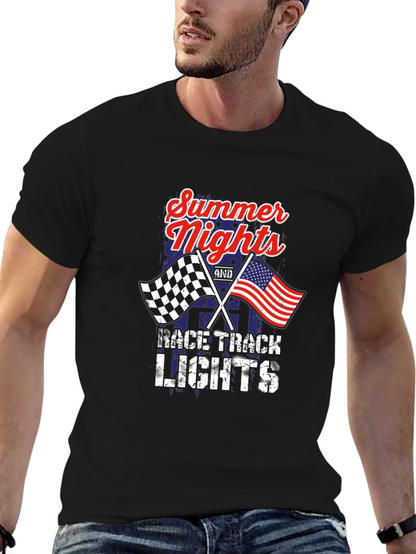 Summer Nights Race Track Lights Graphic Tee