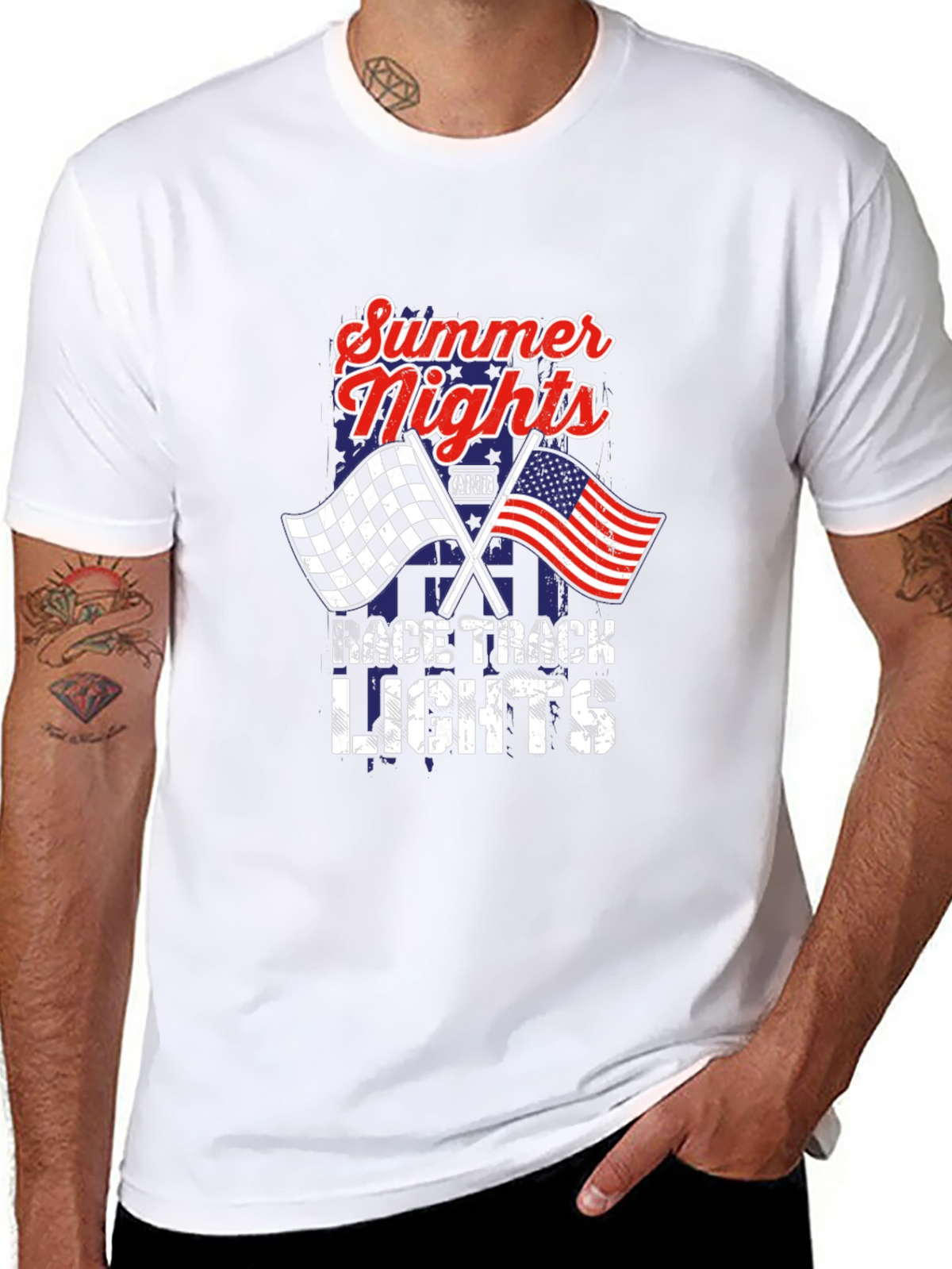 Summer Nights Race Track Lights Graphic Tee