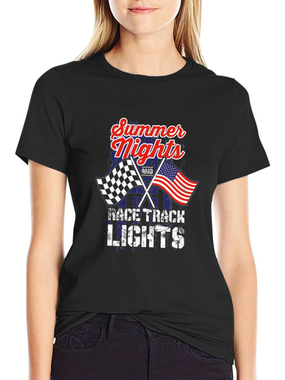 Summer Nights Race Track Lights Graphic Tee