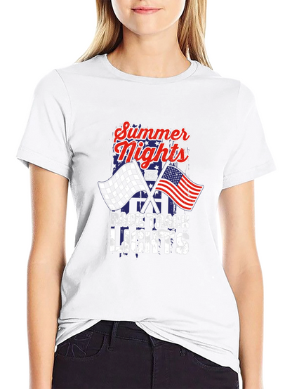 Summer Nights Race Track Lights Graphic Tee