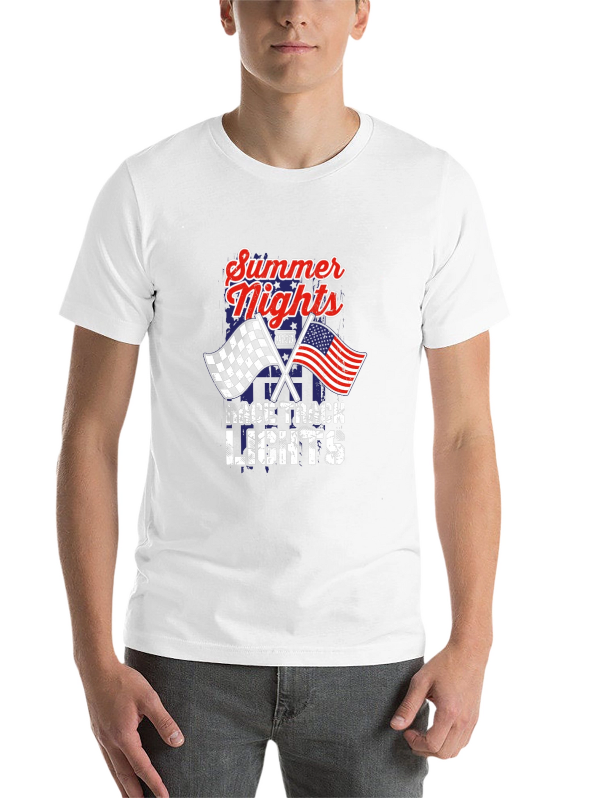 Summer Nights Race Track Lights Graphic Tee