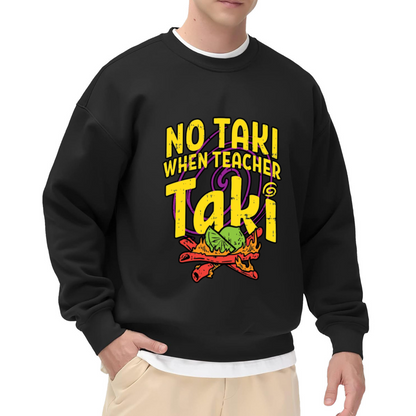 Funny Taki Snack Teacher Crewneck Sweatshirt | Back To School Hot Chips Pullover, Retro Distressed Lettering Graphic Top, Student Gift