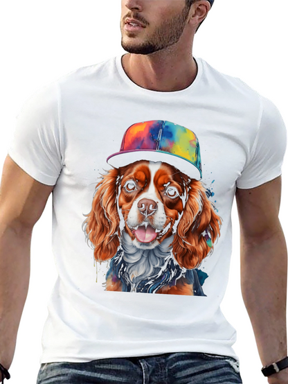Dog Wearing Hat Graphic T-Shirt