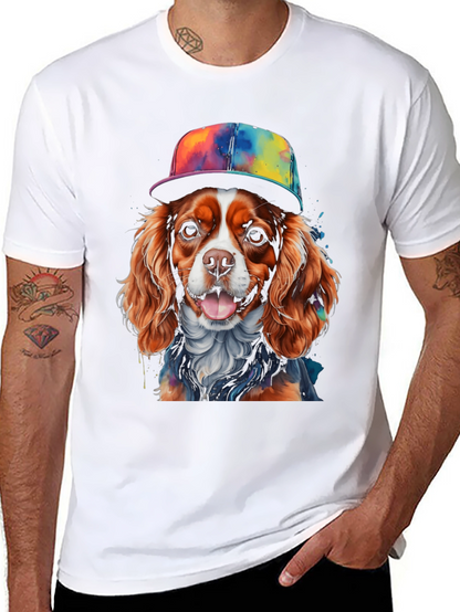 Dog Wearing Hat Graphic T-Shirt