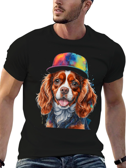 Dog Wearing Hat Graphic T-Shirt