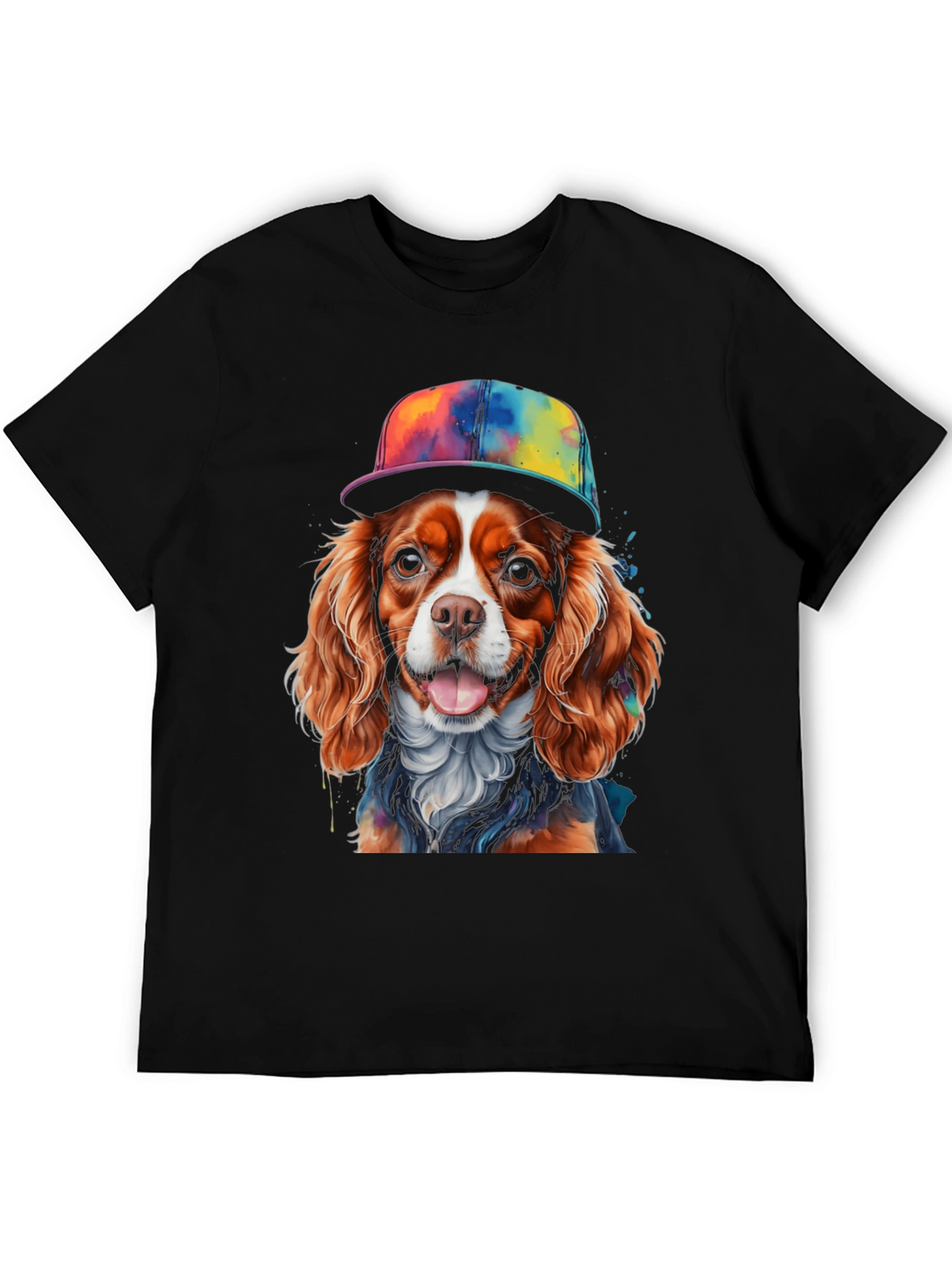 Dog Wearing Hat Graphic T-Shirt