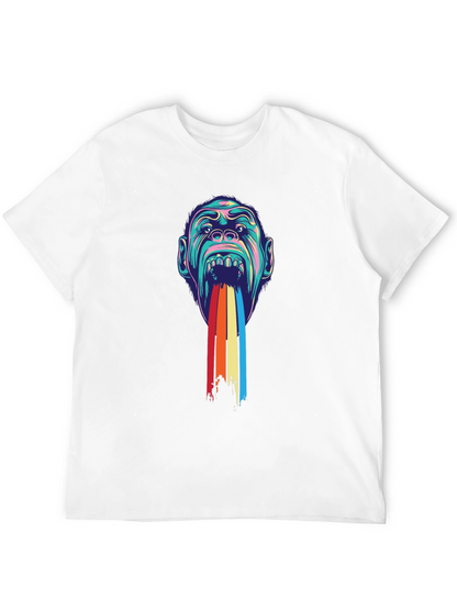 Psychedelic Monkey Rainbow Puke Graphic Tee - Black