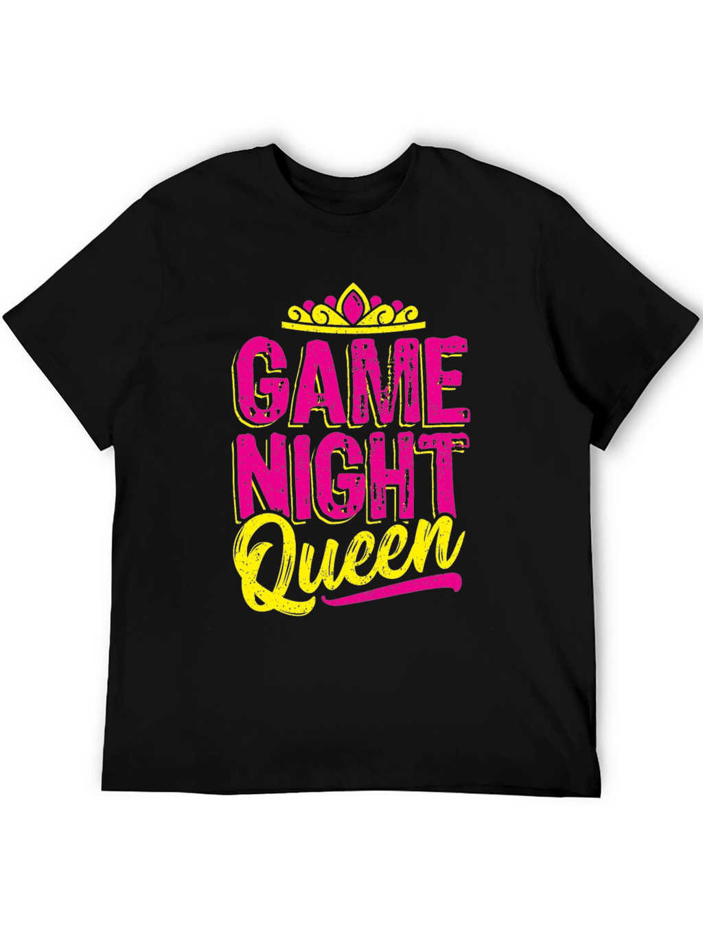 Game Night Queen T-Shirt - Pink & Yellow