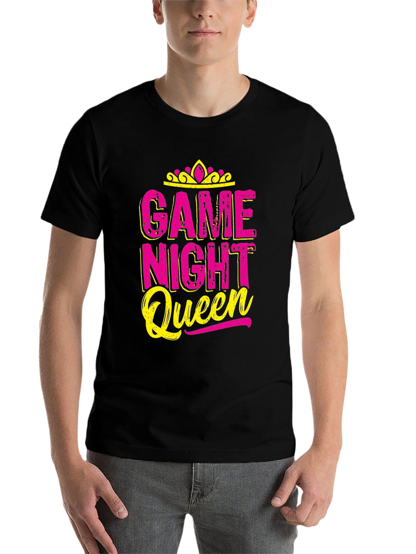 Game Night Queen T-Shirt - Pink & Yellow