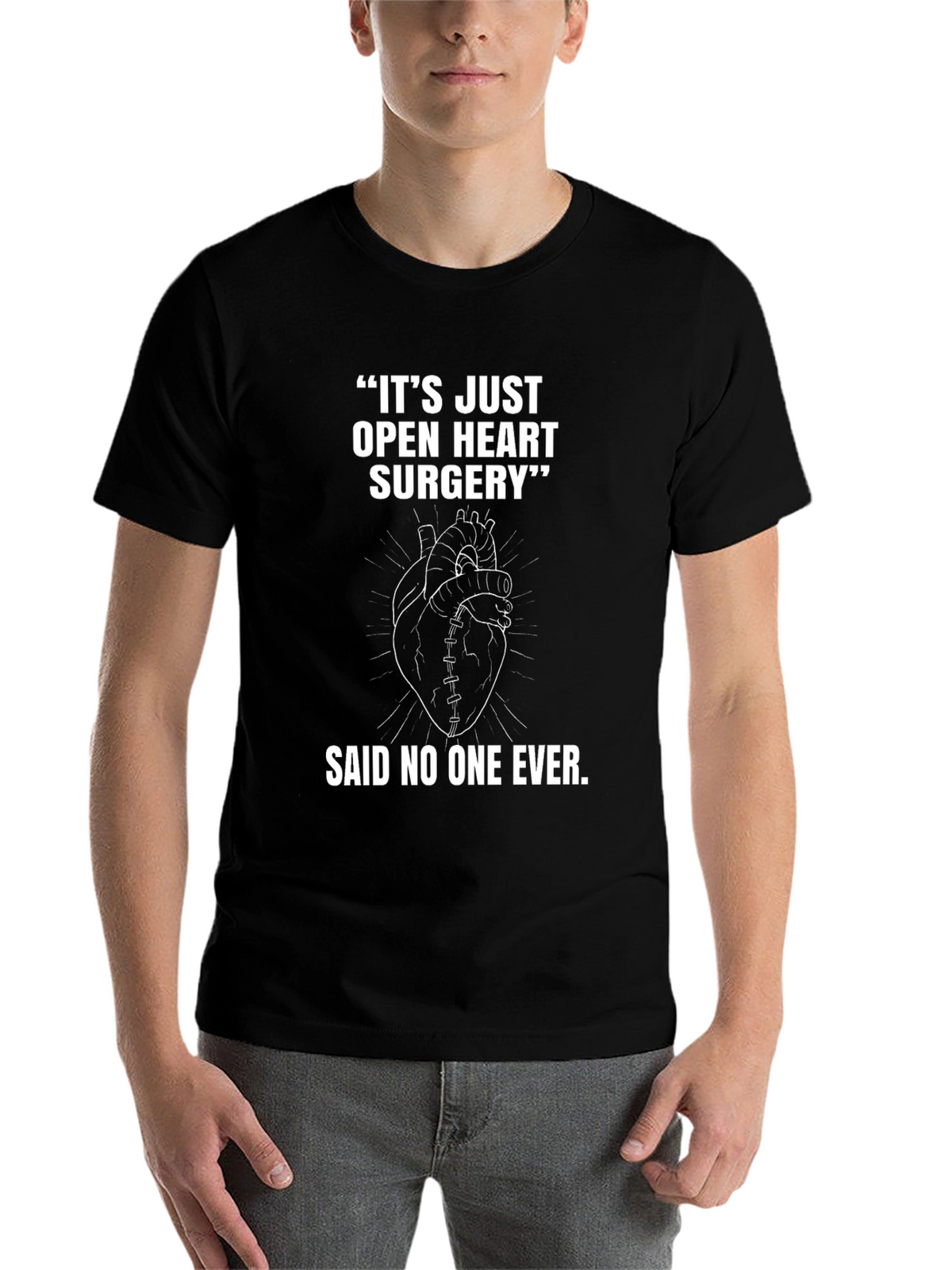 Open Heart Surgery Graphic Tee - Black Cotton