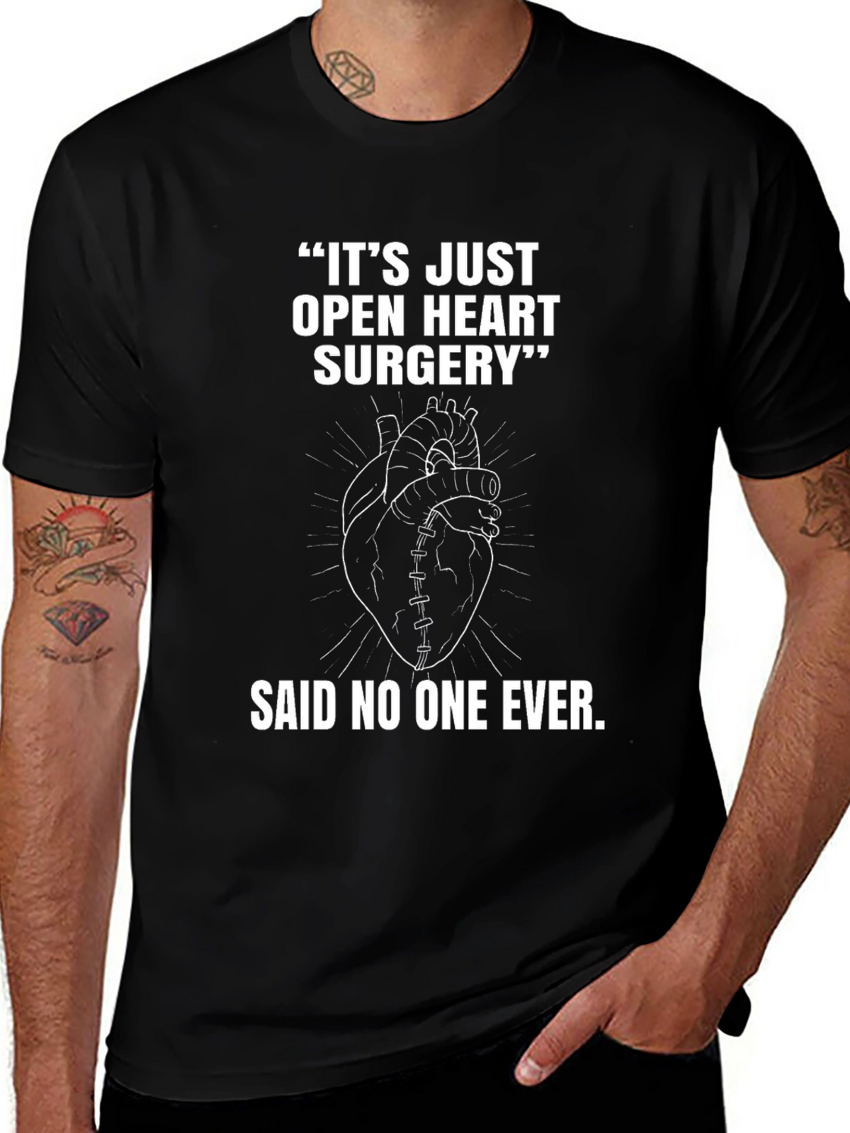 Open Heart Surgery Graphic Tee - Black Cotton