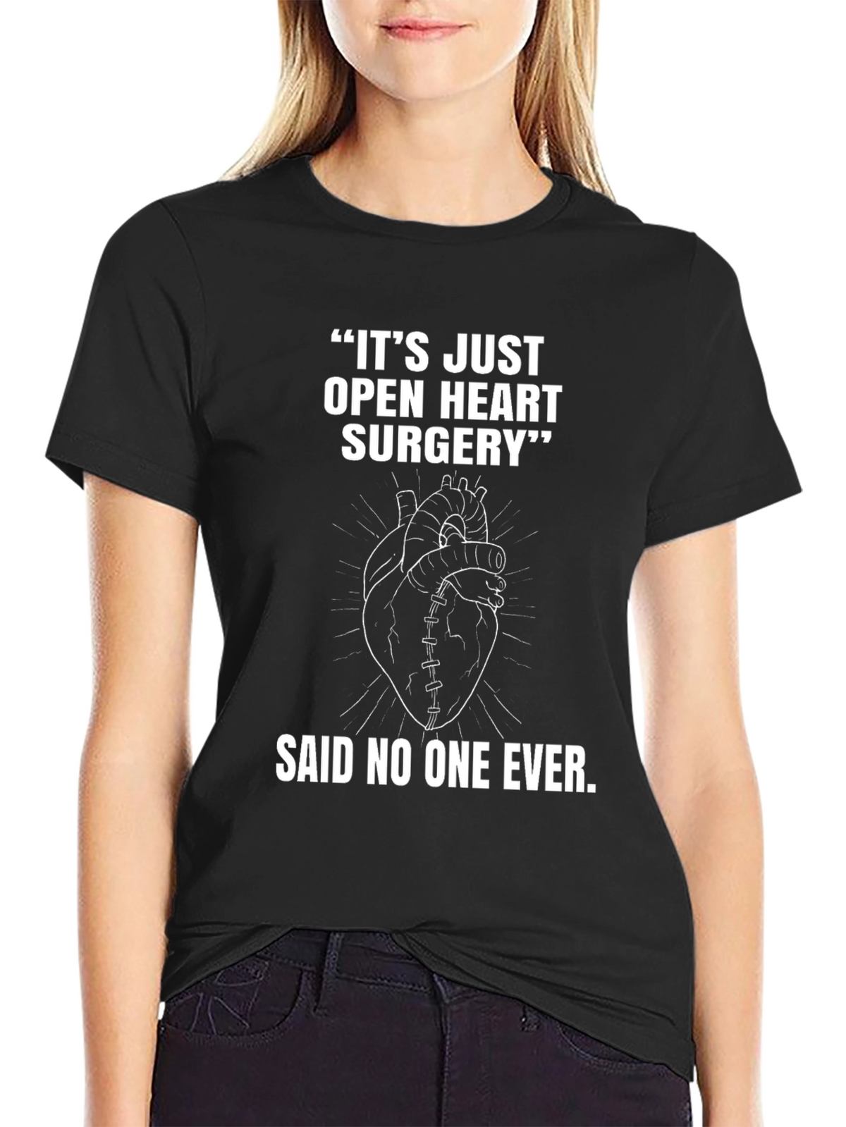 Open Heart Surgery Graphic Tee - Black Cotton