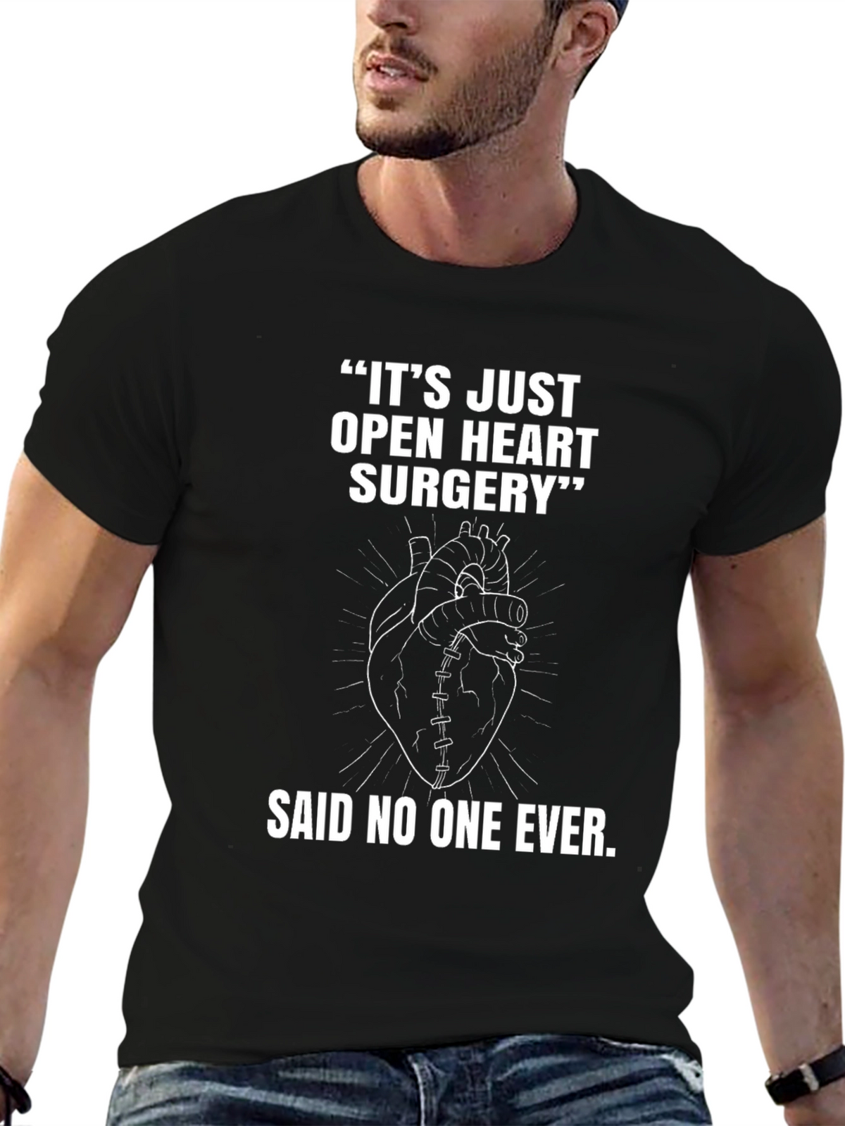 Open Heart Surgery Graphic Tee - Black Cotton