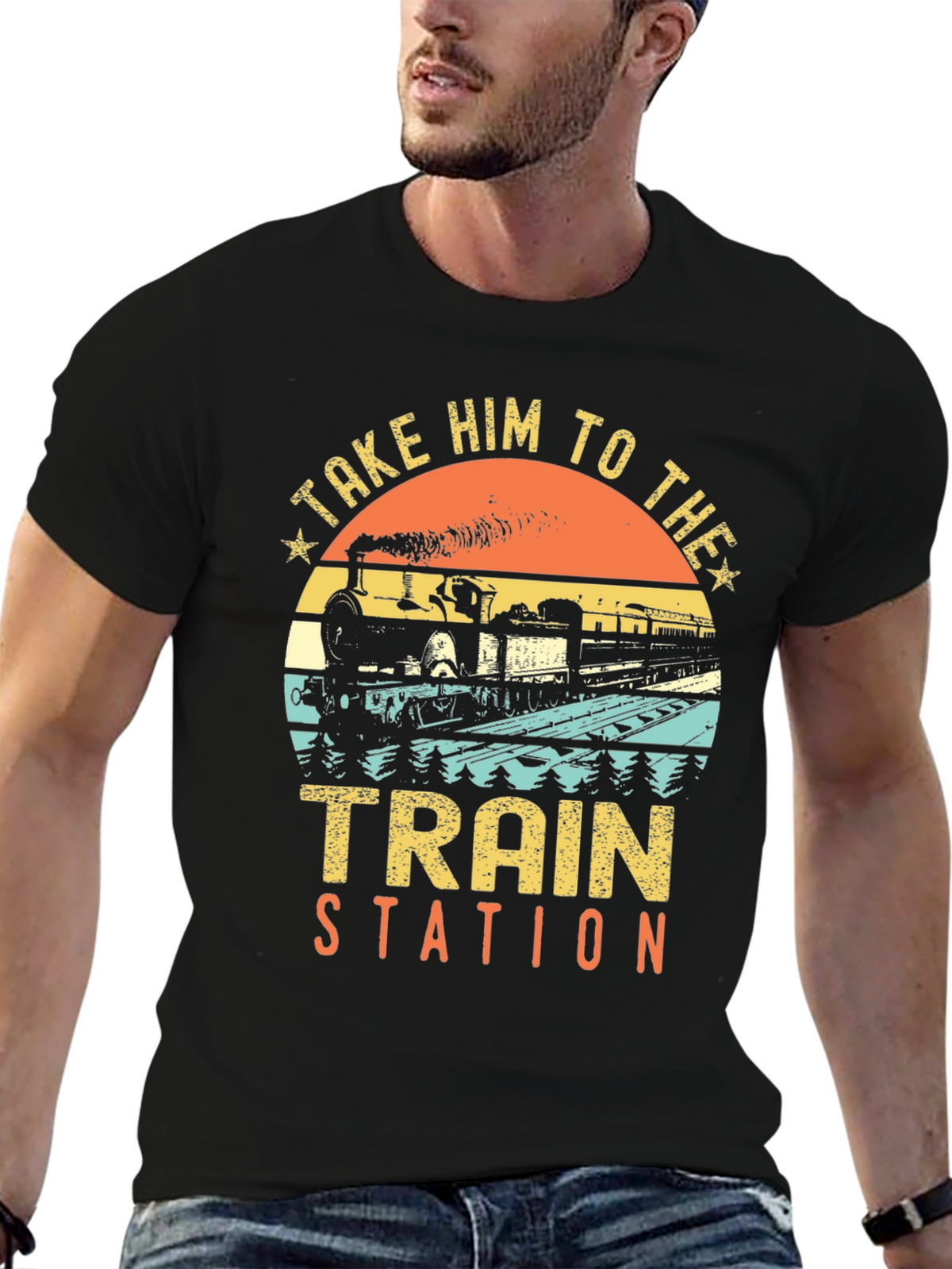 Take Him To The Train Station Retro T-Shirt