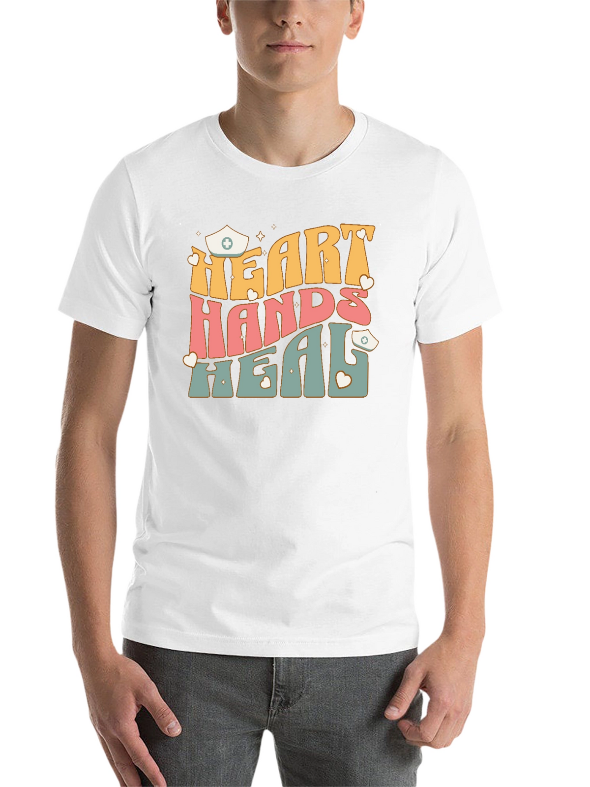 Heart Hands Heal Nurse Graphic T-Shirt
