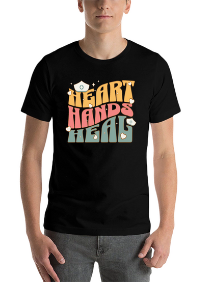 Heart Hands Heal Nurse Graphic T-Shirt